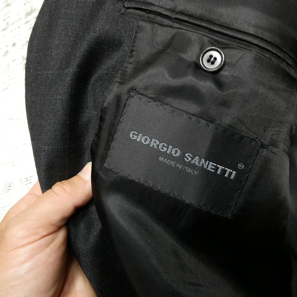 Giorgio Sanetti Blazer Mens 46 Regular‎ Gray Wool Cashmere Italy Jacket Classic